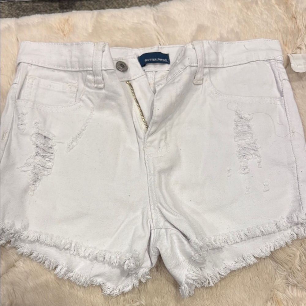 White Distressed Women's Shorts
